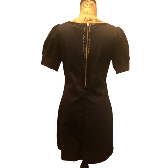 LaRok Vintage Exaggeration Puff Sleeve Keyhole Black Mini Dress - Picture 7 of 12